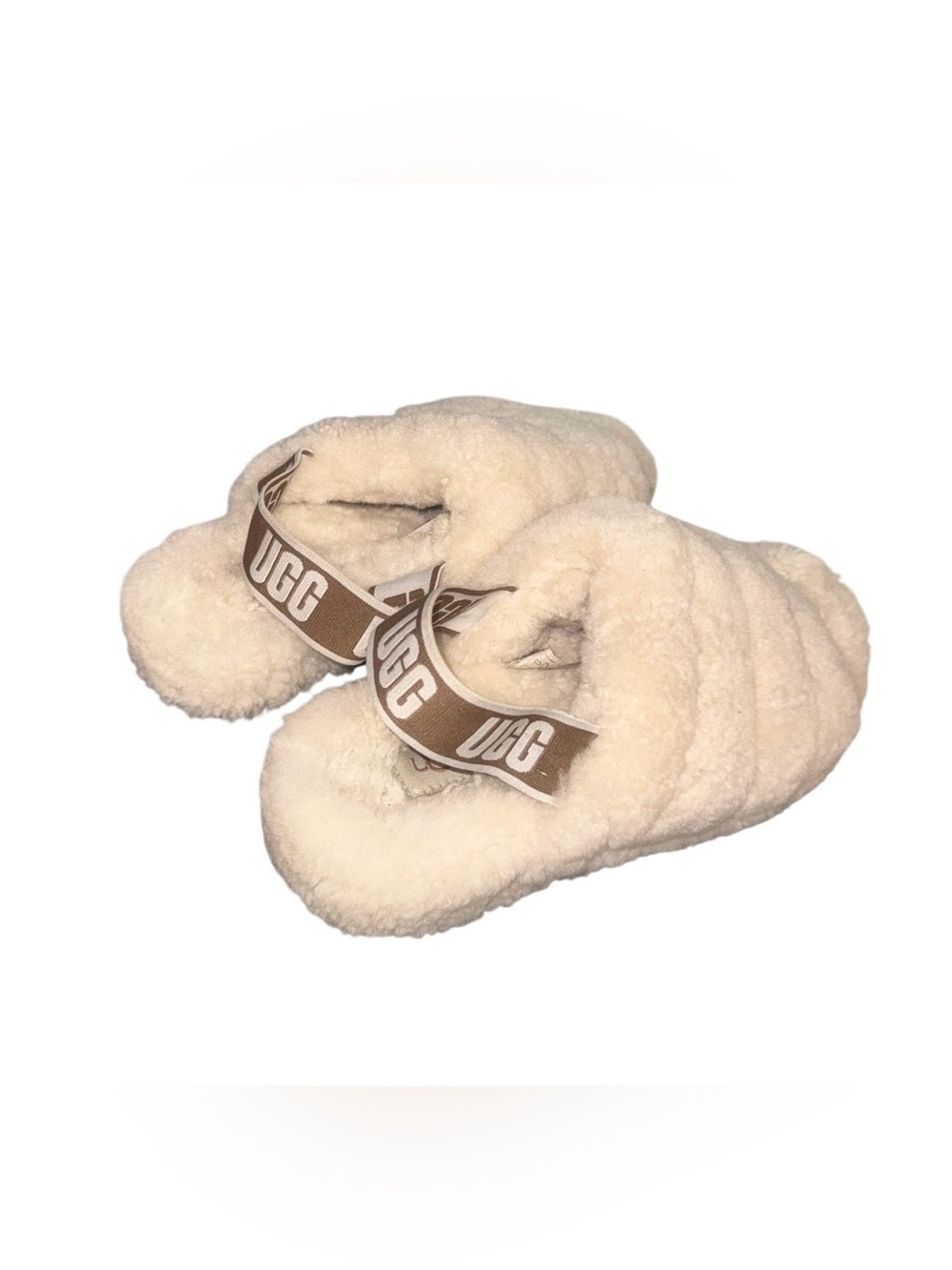 UGG FLUFF cream  FUR YEAH  SLIDES WOMEN’s sandals shoes size 8